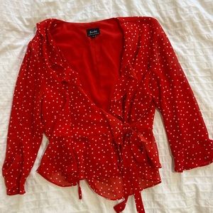 Bardot blouse red polka dot